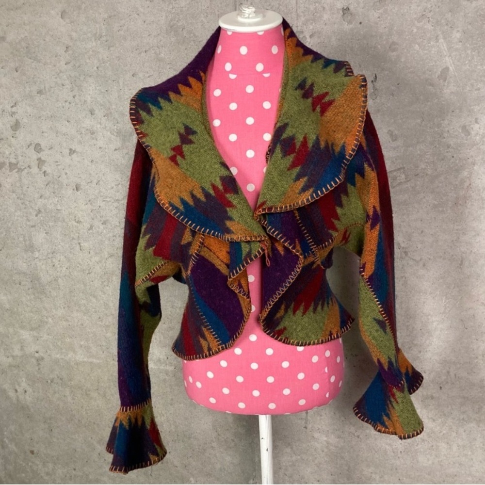 Rhonda Stark Drape Jacket with Bell Sleeves, Wool Blend